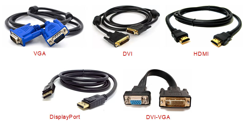 Кабели VGA, DVI-I, DVI-D, HDMI, DisplayPort и переходник DVI-VGA
