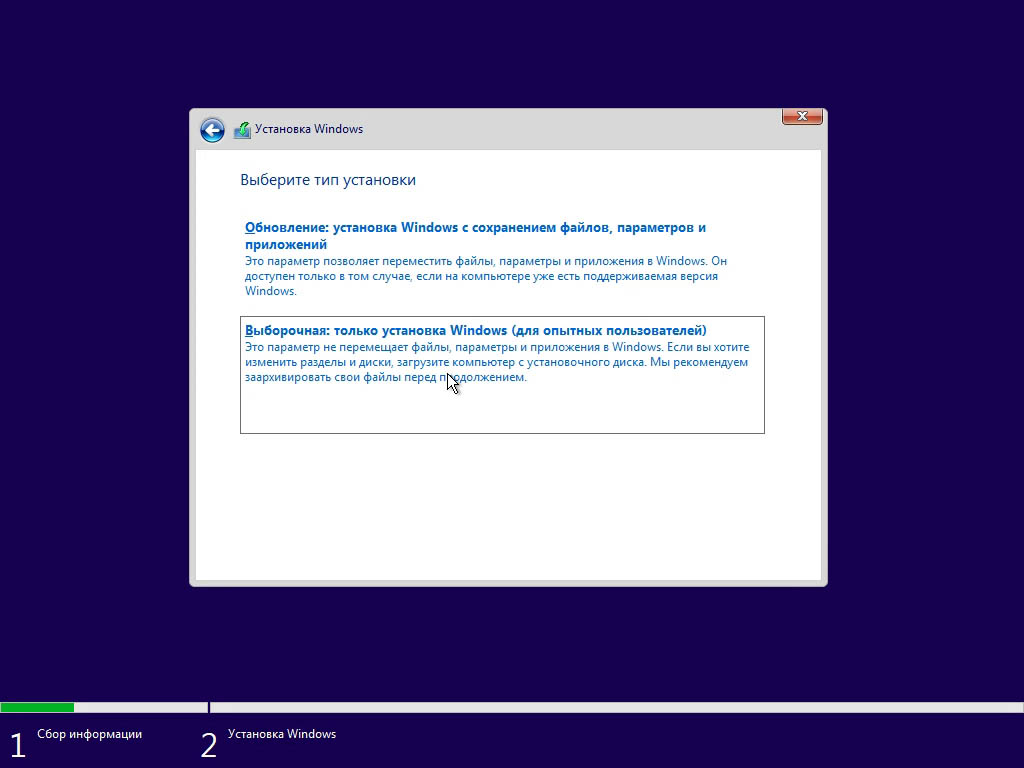 Windows 11: Выборочная: только установка Windows (для опытных пользователей)